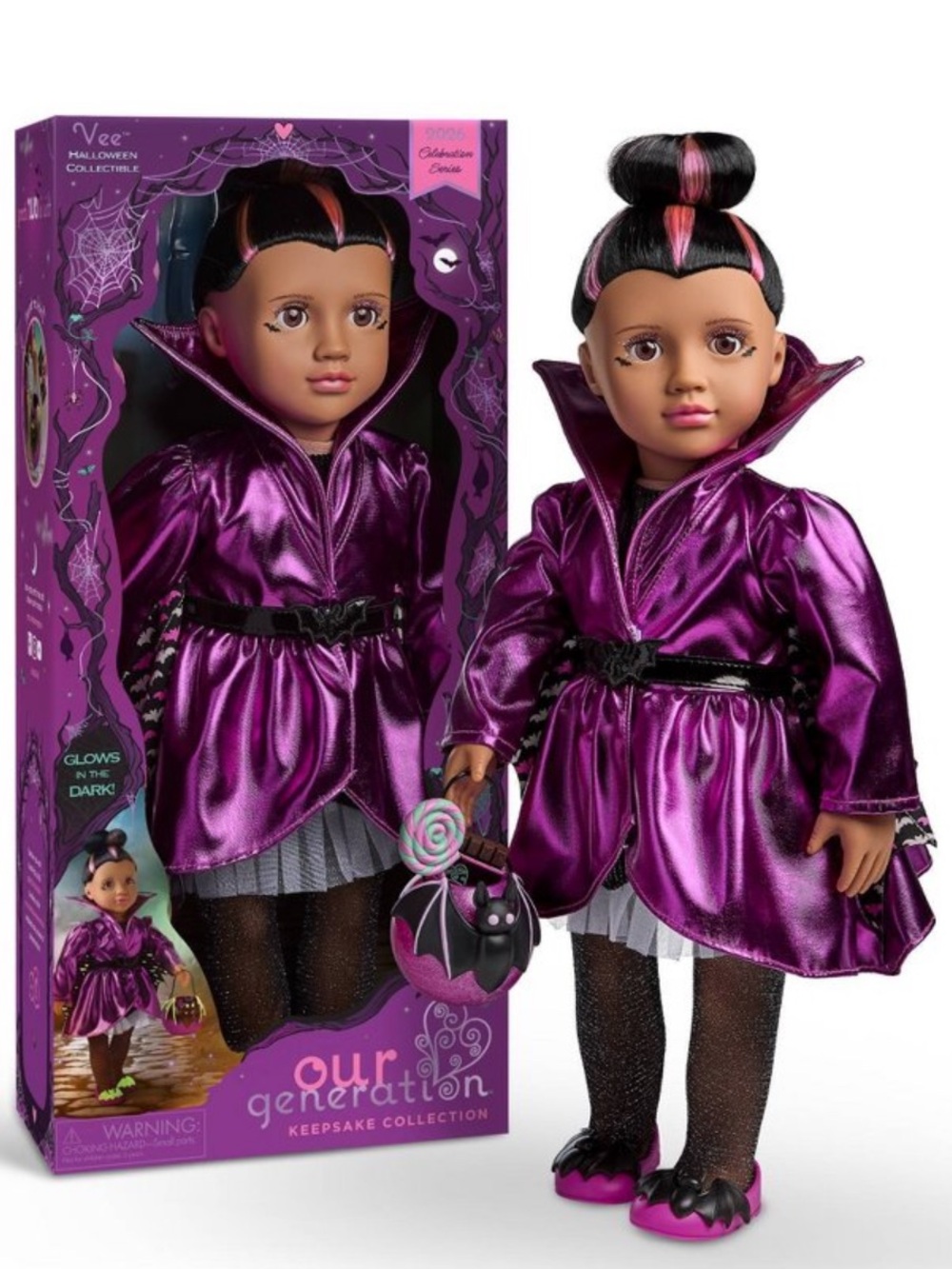 Our Generation Halloween Keepsake Collectible Vampire Glow-In-The-Dark Vee 18”